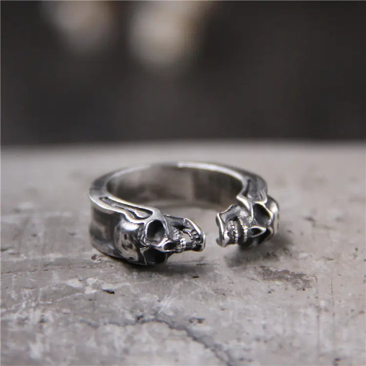 Thai Silver Engraved Skull Ring