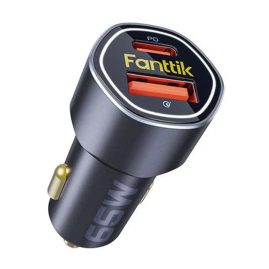 65W USB-C Car Charger, Dual Port Fast Charging