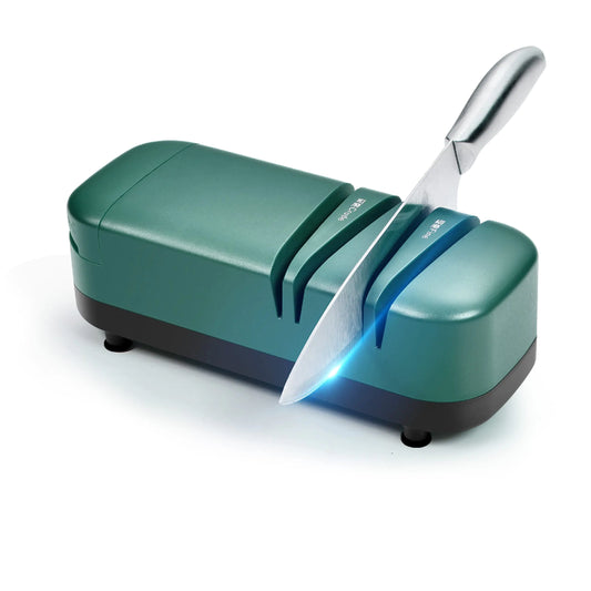 Electric Knife Sharpener Professional Knife Sharpener for Home 2 Stages for Kitchen Knives Quick Sharpening & Polishing with Scissors Sharpening Green